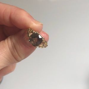 14 k gold smokey topaz ring.  Size 7.